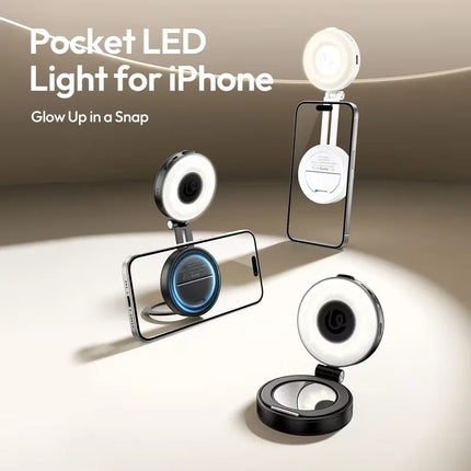 Original Ulanzi LM23 Magnetic Phone Selfie Light with Built-in Makeup Mirror and 360 Degree Rotation Stand