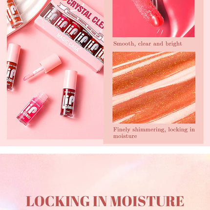 MAGIC CASA 6-Piece Set Water-Gloss Jelly Lip Oil - Plumping, Hydrating, Makeup Base, Long-Lasting Moisture