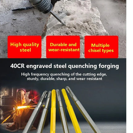 SDS PLUS Shank Point Flat Wide Flat Electric Hammer Chisel Bit for Wall Concrete Impact Drill Elbow Widening Drill Bit