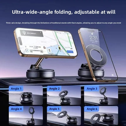 Strong Magnetic Phone Holder Foldable Design 360° Adjustable Vacuum Car Mount For Cell Phone For iphone Live Streaming