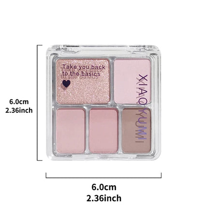 Korean Style Eyeshadow Palette 5 Colors Velvet Matte Pearl Shimmer Blendable Talc-Free Mini Holiday Gift Set