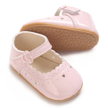 Solid Color Baby Girl Mary Jane Shoes With Soft Rubber Sole Anti Slip Spring And Autumn Princess Shoes Suitable For 0-18M Babies