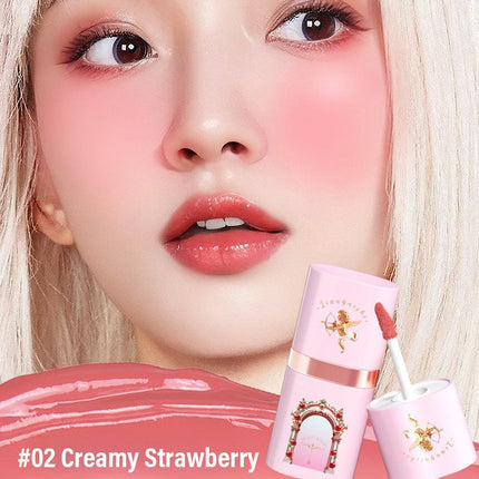 Cherry Red Liquid Blush Stick Creamy Cheek Tint Silky Matte Finish Longwear Hydration Brighten Contour Makeup Cosmetics