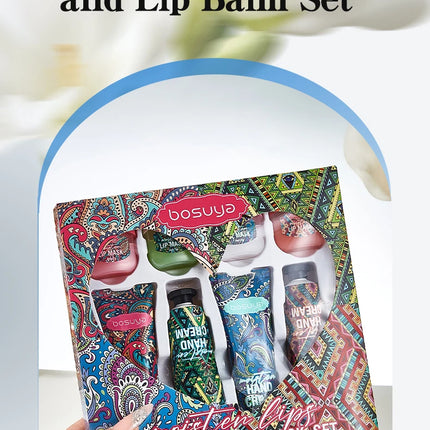8-piece Lipstick + Hand Cream Set, Fruit Flavor, Long-lasting Hydration, Light and Non-Greasy, Daily Care, Christmas Gift