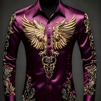 Noble and elegant, high-quality and comfortable men's long sleeved shirt, fashionable trend, digital printing, street outdoor