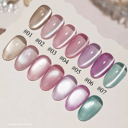 WS 10ML Silk Nude Crystal Cat Eye Gel Polish Magnetic Nail Polish Holographic Pink Cat Eye Gel Nail Polish Gel Gel Varnish