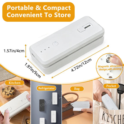 Plastic Bags Sealer Portable Mini Bag Heat Sealer Rechargeable Handheld Food Packaging Sealing Machine Thermal Bags Sealer