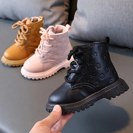 Bota Kid Boots Kid Fashion Boots Autumn Winter Boys British Plush Short Boot Girl Ankle Boots French Boy/ Girls Boot Kid Shoes