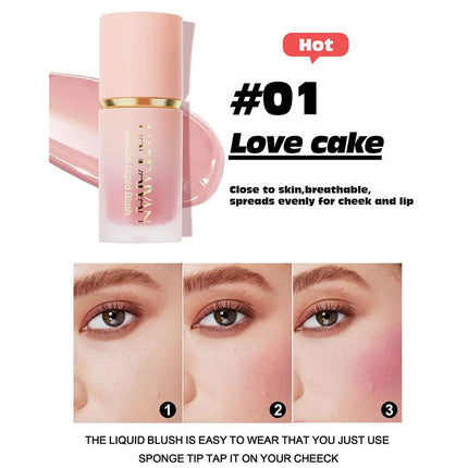 Matte Glitter Face Liquid Blusher Smooth Cheek Eye Mousse Blush Highlighter Stick Rouge Waterproof Contour Makeup
