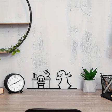 1PC La Linea Minimalist Line Art Stickers Door Sticker Bedroom, Kitchen, Bathroom Sign Cartoon Character Design Home Decoration