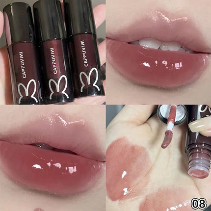 Cappuvini Water Glazed Mirror Lip Gloss Makeup Long Lasting Color Liquid Lipstick Crystal Jelly Moisturizing Lip Glaze Cosmetics