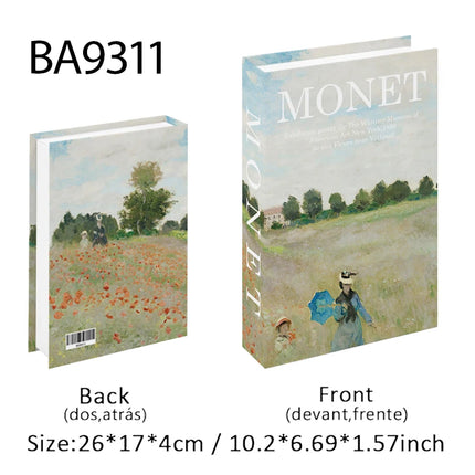 Van Gogh Monet Fake Book Painting Decorative Books Storage Box Sunflower Water Lily Coffee Table Books Home Decor Shooting Props