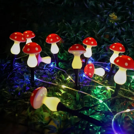 1PC 8/12LED solar mushroom ground plug light,with eight lighting modes,used for gardens,lawns,courtyards,and outdoor decoration