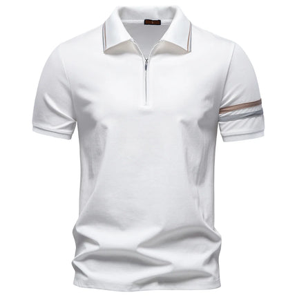 AIOPESON Men's Lightweight Breathable Polo Shirt Half Zipper Collar Solid Color Casual Summer Fashion Top