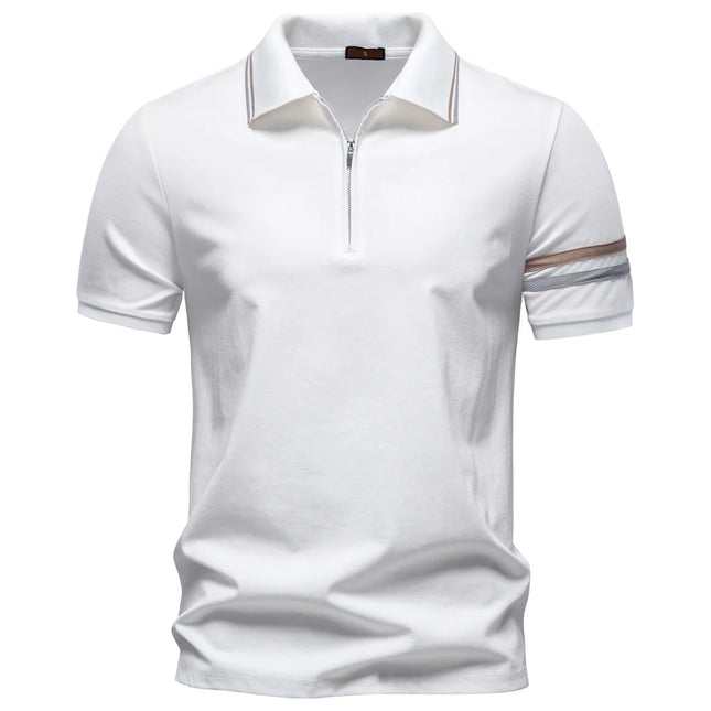 AIOPESON Men's Lightweight Breathable Polo Shirt Half Zipper Collar Solid Color Casual Summer Fashion Top