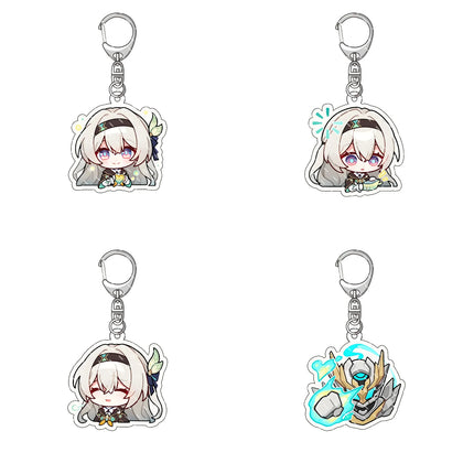 Honkai: Star Rail Anime Figure Acrylic Keychain Dan Heng Feixiao Firefly Model Plate 4pc/set Keyring Game Fans Gift