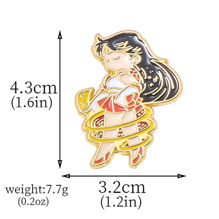 Anime Cartoon Moon Tsukino Usagi Enamel Keychain Necklace for Women Girl Magic Brooch Aino Minako Pin Cosplay Jewelry Gift