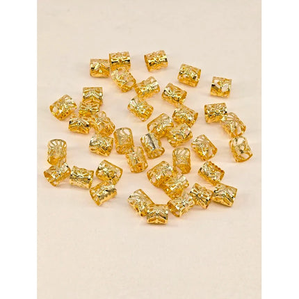 "Gold Plated Dreadlock Charms: 40-Piece Adjustable Hair Cuffs & Braid Rings for Goddess Locs & Twists"