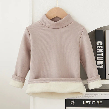 Children's Long Sleeve T-shirt Half High Collar Solid Color Versatile Stylish Top For Autumn/winter Suitable For Boys Girls