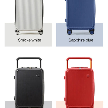 Mixi Front Laptop Pocket Suitcase Wide Handle Travel Suitcase Men 20''Carry-On Luggage Women PC Aluminum Frame Trolley Case 24''