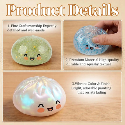 Glitter Dumpling Squishy New Mystery Soft Ball to Squeeze Stress Relief Home Office Decorat Children Adults Birthday Gift Desk