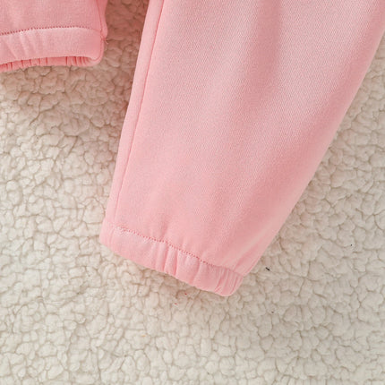 Baby Girl Fall Winter Clothes Solid Color 2 Piece Set Fleece  Set Fur Sweasthirt Turtleneck &Pants  Sportswear For 1-3Y
