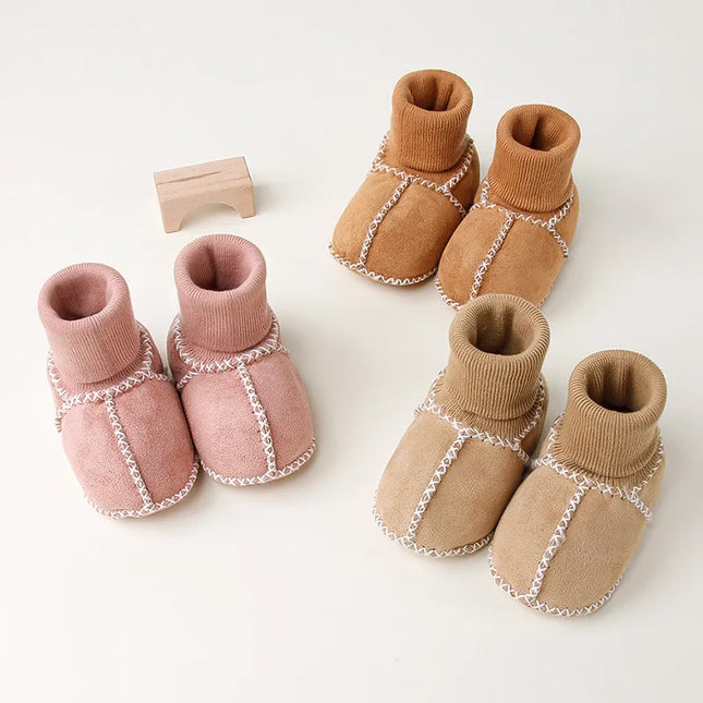 Baby Suede Leather Thick Shoes Infants Winter Plush Warm Booties Fur Girls Booties Unisex Sheepskin Kids Boy Floor First Walkers