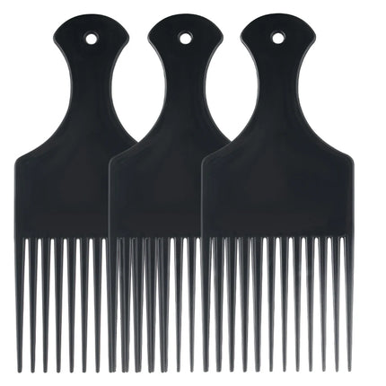 Black Insert Afro Hair Comb Plastic Wide Teeth Pick Hair Fork Comb Salon Professional African Styling Hairdressing Tool Men