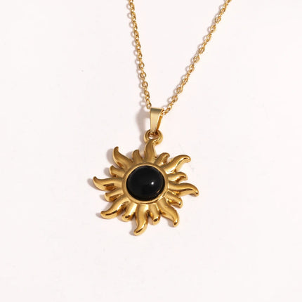 316L Stainless Steel Golden Fashion Sun Pendant Necklace For Women Girl 2025 New Concise Solar Neck Chain Jewelry Gift