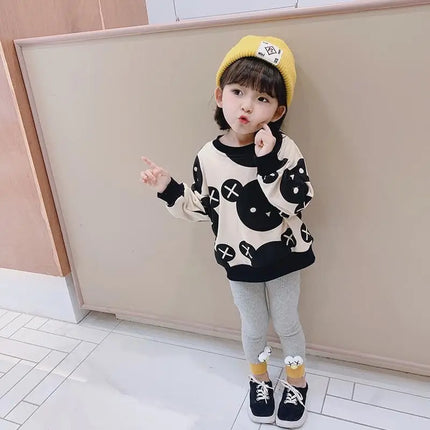 Kid Little Bear Sweater Girls Autumn Long Sleeve Top Children Cartoon Pullover 2-8 Years Old Boys Fashion Sweater