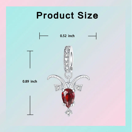 925 Sterling Silver January-December Birthday Stone Love Zircon Pendant Bead Fit Charms Necklace Bracelet Women Jewelry DIY Gift