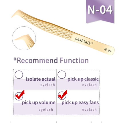 Lashtalk Precision Fiber Tip Tweezer Eyelash Extensions Diamond Grip Anti-Slip Premium Gold Stainless Steel Makeup From Nagaraku
