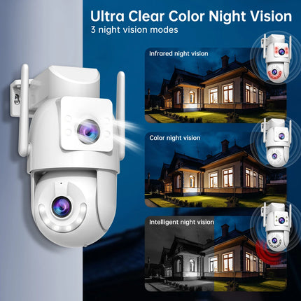 Jooan 6K 10MP WiFi Surveillance Camera,Dual Lens Dual Screen,5X Digital Zoom,Auto Tracking,ONVIF, Outdoor Security PTZ IP Camera