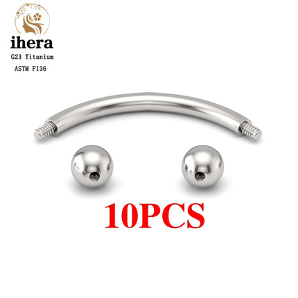 10PCS G23 Titanium Eyebrow Piercing Jewelry Nose Septum Piercing Ring C Rod 16G ASTM F136 Women Labret Lip Stud Wholesale