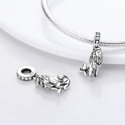 Inlaid Zircon Charm Beads 925 Sterling Silver Color Love Heart Snake Dangle Fit Original Bangle Bracelet Charms Pendant Jewelry