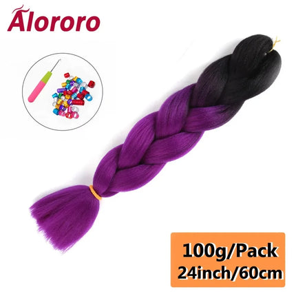 24 Inch Jumbo Braids for Hair Extensions Purple Synthetic Braiding Hair Accessories 100G/Pack Women DIY Hair for Crochet Braid