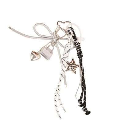 Funny Elegant Starfish Tassel Keychain Alloy Leopard Print Leather Tulip Pendants Cartoon Frog Beaded Bag Pendant Party