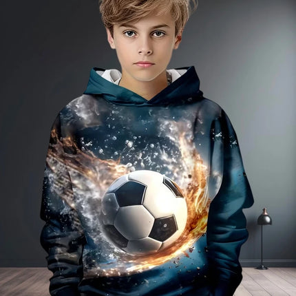Kids Clothes Boys Hoodies Long Sleeve 3D Football Print Children Spring Fall Clothes Casual Outdoor Active Boys Clothing Tops