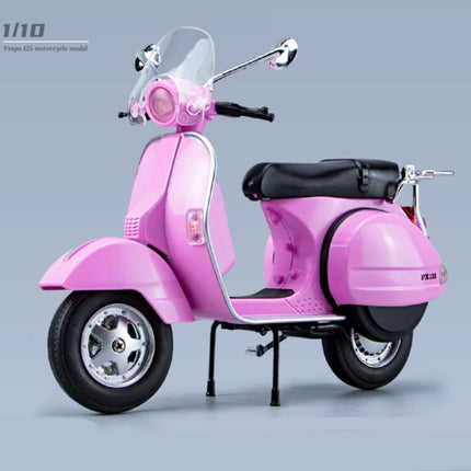 1:10 Alloy Diecasts Vespa 125 Classics Motorcycle Model Vehicles Sound Light Off Road Autocycle Simulation Collectibles Toys Car