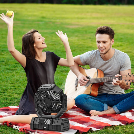 XIAOTREE Camping Fan 20000mAh Battery Powered Fan Rechargeable with LED Light Portable Outdoor Tent Fan with Hanging Hook