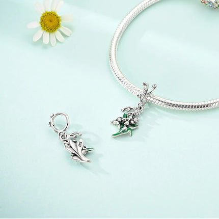 Spring Charms Beads Pendant 925 Sterling Silver Flower Butterfly Dragonfly Mushroom Charms Fit Bracelet Woman Man DIY Jewelry