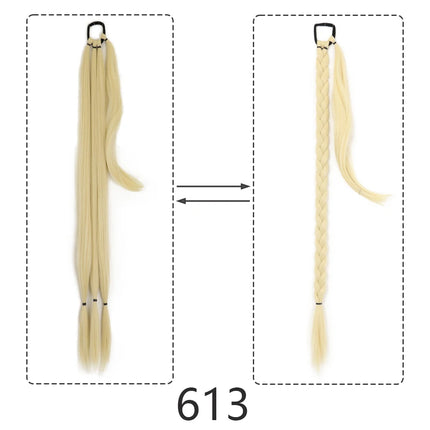 Synthetic Braided Ponytail Extensions Black Natural Hairpiece Long Pony Tail with Hair Tie Rubber Band Hair Blonde for Women