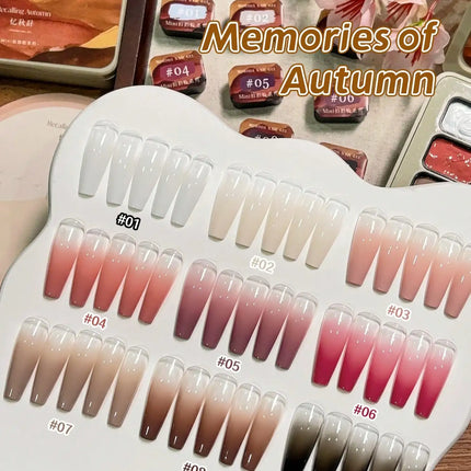 9-colors Memories of Autumn patter glue smudges canned high saturation popular semi-solid nail polish glue-Yi Qiu Ci