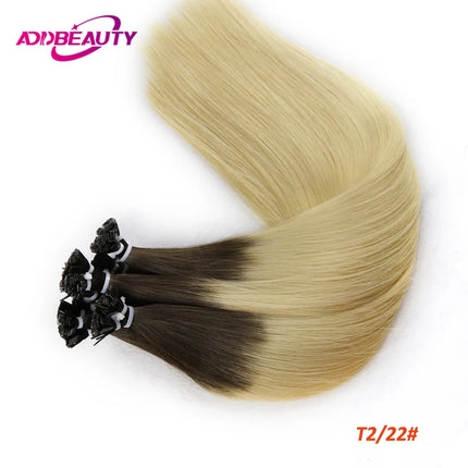 Straight Hair Extensions Addbeauty Flat Tip Natural Human Remy Hair Extension 0.8g/pc 1g/pc 50pcs 100% Brazilian Real Human Hair