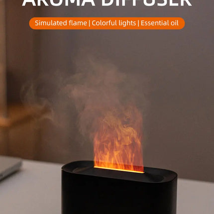 Essential Oil Diffuser,Flame Colorful Water Vapor Fire Humidifier for Aromatherapy Aroma Therapy Machine Room,Flame Diffuser