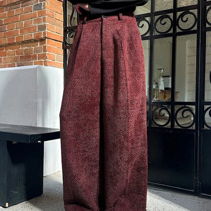 Nerazzurri Spring Autumn Long Velvet Wide Leg Pants for Men High Waist Loose Casual Flowy Soft Luxury Menswear Clothing 2026