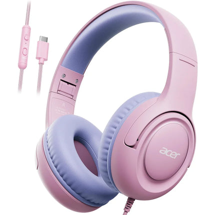 Acer HK03 Kids Wired Headphones for School 85/94dB Volume Limiter 3.5mm Jack Foldable Stereo Sound Headset for Girls Boy Gifts