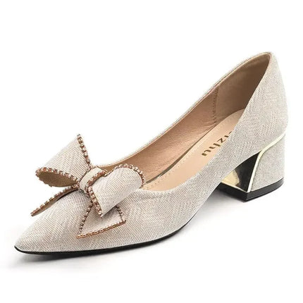 2025 New Style French Style Women's Flats With Thick Heels And Pointed Toes Plus Size Shoes 35-41 Autumn Season Rubber Upper