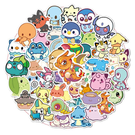 10/30/50pcs Kawaii Anime Pokemon Stickers Cute Pikachu Psyduck Cartoon Decals Water Bottle Luggage Phone Sticker Decoration Toy