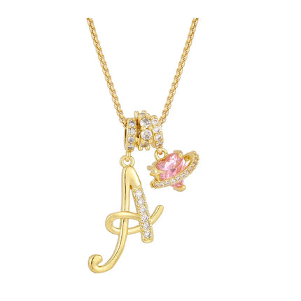 Women's Initial Heart Necklace with Customizable Name Art Design Letter Jewelry Gold Chain Set Adjustable Size Hypoallergenic